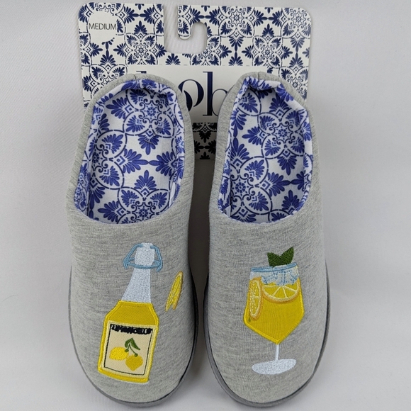 Slipper Limoncello Spritz Embroidered Jersey Knit Slip On Grey M (6.5-7.5) NWT - Picture 4 of 11